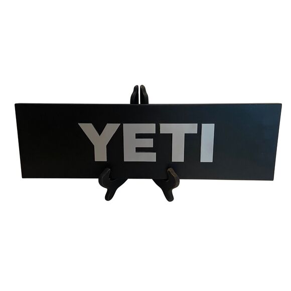 Large Steel YETI Advertising 3D Dealer Display Sign 20” x 6” Black Silver - Picture 3 of 6